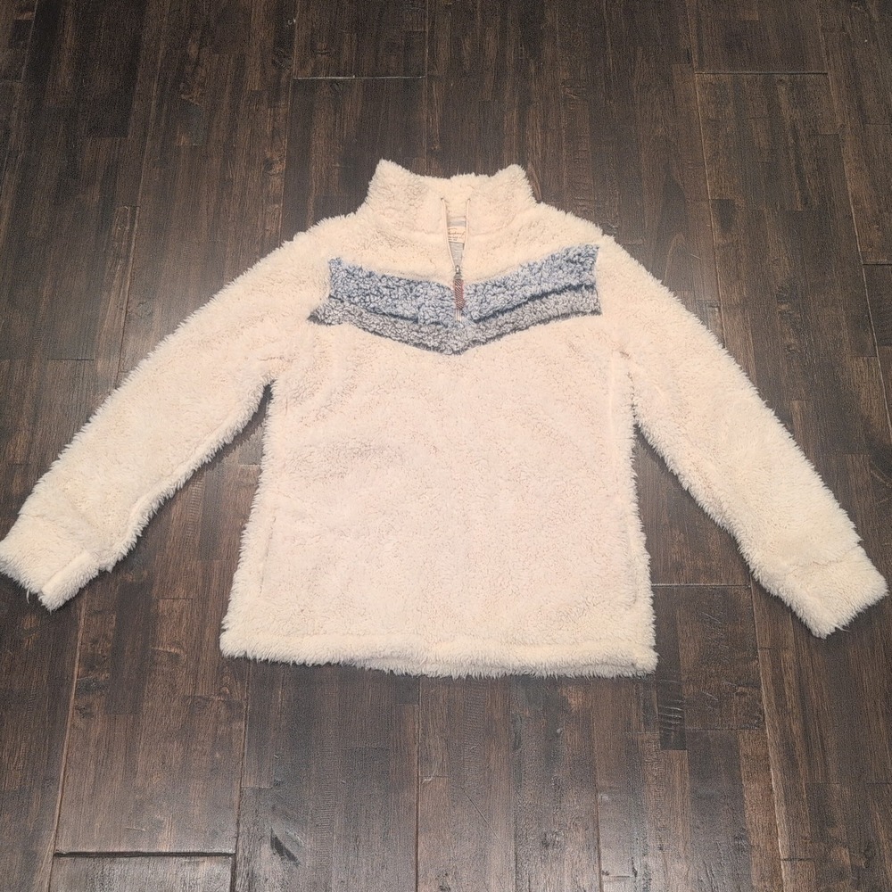 Weatherproof Vintage Cream Sherpa Fleece 1/4 Zip Pullover Sweater Men Small Soft